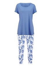 Schlafanzug Simone azur/weiß/blau/royal