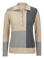 Pullover mit Polo-Kragen und Muster Thomas Rabe MANDEL