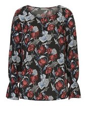 Bluse mit Allover Blumen Print Betty & Co Grau/Rosa - Grau
