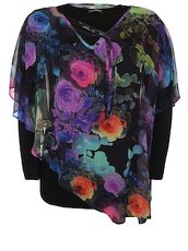 Bluse mit buntem Überwurf Doris Streich multicolor