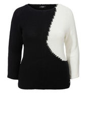 Kontrast-Pullover 'Black-and-White' Frapp schwarz-weiß