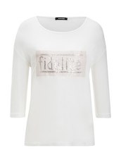 T-Shirt, Pailletten MORE & MORE ecru