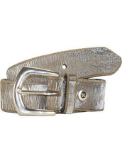 Gürtel Leder 85 cm b.belt anthrazit grau silber metallic