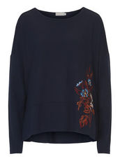 Sweatshirt mit Blumen-Stickerei Betty & Co Dunkelblau - Blau