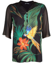 Bluse mit Papagei Doris Streich multicolour/schwarz