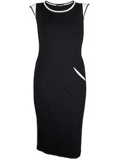 Jerseykleid mit Kontrastdetails Doris Streich schwarz/weiß