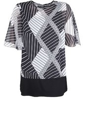 Tunika mit grafischem Muster Doris Streich schwarz-weiß