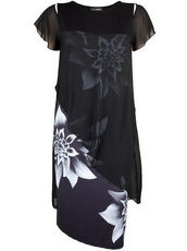 Sommerkleid mit Blumenprint Doris Streich schwarz/weiß