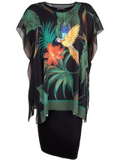 Jerseykleid mit Poncho-Überwurf Doris Streich multicolour/schwarz
