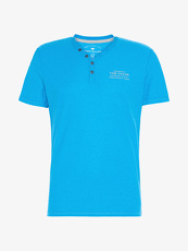 Tom Tailor Casual T-Shirt mit Knopfleiste und Print, Herren, danish blue,...