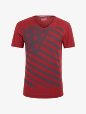 Tom Tailor Denim T-Shirt mit Flaggen-Print, Herren, fathers pipe red, Größe: M