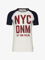 Tom Tailor Denim T-Shirt mit Schriftzug, Herren, black iris blue, Größe: M