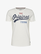 Tom Tailor Denim T-Shirt mit Logo-Print, Herren, slightly creamy, Größe: M