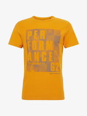 Tom Tailor Casual T-Shirt mit Print, Herren, warm brass yellow, Größe: XL