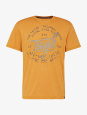 Tom Tailor Casual T-Shirt mit Schrift-Print, Herren, warm brass yellow,...