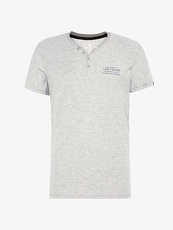 Tom Tailor Casual T-Shirt mit Knopfleiste und Print, Herren, middle grey...