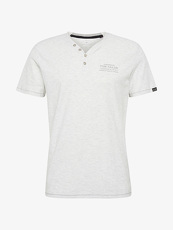 Tom Tailor Casual T-Shirt mit Knopfleiste und Print, Herren, blanc de blanc...