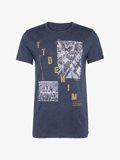 Tom Tailor Denim T-Shirt mit Foto-Print, Herren, black iris blue, Größe: L