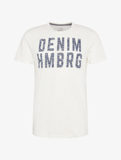 Tom Tailor Denim T-Shirt mit Schriftzug, Herren, slightly creamy, Größe: M