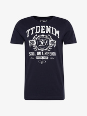 Tom Tailor Denim T-Shirt mit Schrift-Print, Herren, night sky blue, Größe: S