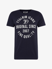 Tom Tailor Denim T-Shirt mit Schrift-Print, Herren, night sky blue, Größe: L