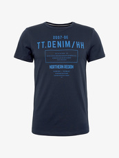Tom Tailor Denim T-Shirt mit Schrift-Print, Herren, night sky blue, Größe: S