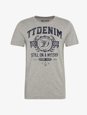 Tom Tailor Denim T-Shirt mit Schrift-Print, Herren, melange, Größe: S