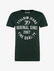 Tom Tailor Denim T-Shirt mit Schrift-Print, Herren, dark pine green, Größe: M