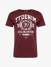 Tom Tailor Denim T-Shirt mit Schrift-Print, Herren, deep burgundy red,...