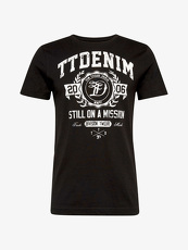 Tom Tailor Denim T-Shirt mit Schrift-Print, Herren, black, Größe: S