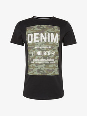 Tom Tailor Denim T-Shirt mit Camouflage-Print, Herren, dusyt black, Größe: S