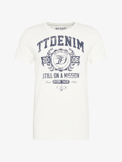Tom Tailor Denim T-Shirt mit Schrift-Print, Herren, slightly creamy, Größe: S