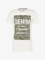 Tom Tailor Denim T-Shirt mit Camouflage-Print, Herren, slightly creamy,...