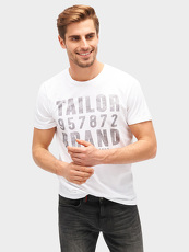 Tom Tailor Casual T-Shirt mit Logo-Print, Herren, white, Größe: M