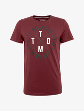 Tom Tailor Denim T-Shirt mit Schrift-Print, Herren, deep burgundy red,...