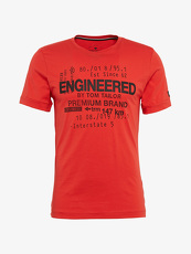 Tom Tailor Casual T-Shirt mit Schrift-Print, Herren, valiant red, Größe: XL