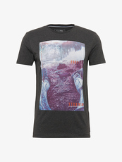 Tom Tailor Denim T-Shirt mit Foto-Print, Herren, deep space melange, Größe: M