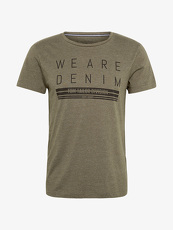 Tom Tailor Denim T-Shirt mit Schrift-Print, Herren, woodland green, Größe: M