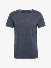 Tom Tailor Denim T-Shirt mit Schrift-Print, Herren, black iris blue, Größe: M