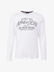 Tom Tailor Casual Langarmshirt mit Schrift-Print, Herren, white, Größe: XL