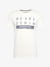 Tom Tailor Denim T-Shirt mit Schrift-Print, Herren, slightly creamy, Größe: XL