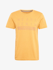 Tom Tailor Denim T-Shirt mit Schrift-Print, Herren, golden amber, Größe: M