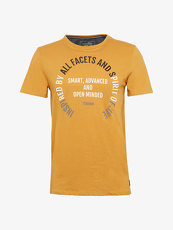 Tom Tailor Denim T-Shirt mit Schrift-Print, Herren, golden amber, Größe: S