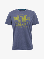 Tom Tailor Casual T-Shirt mit Schrift-Print, Herren, black iris blue, Größe: M