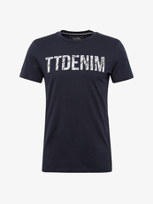 Tom Tailor Denim T-Shirt mit Schrift-Print, Herren, total eclipse blue,...