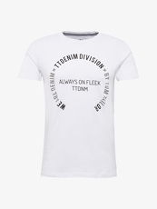 Tom Tailor Denim T-Shirt mit Schrift-Print, Herren, white, Größe: M
