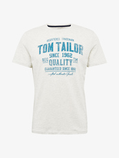 Tom Tailor Casual T-Shirt mit Schrift-Print, Herren, offwhite melange,...