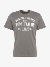 Tom Tailor Casual T-Shirt mit Schriftzug, Herren, smoked pearl grey, Größe: S