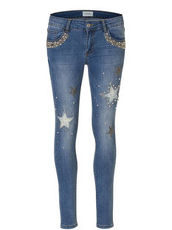 Jeans mit Sternen und Perlen Cartoon Blau - Blau