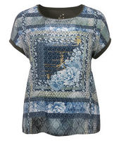 Leichtes Shirt mit Blumen-Ornamente-Druck Via Appia Due Khaki Multicolor
